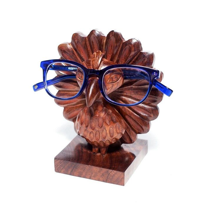  wood peacock eye glass holder
