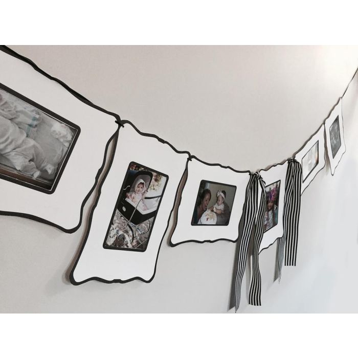 eco-friendly frame black and white photo hanging garland