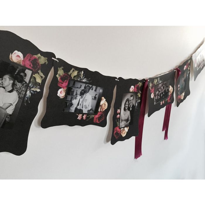 eco-friendly floral frame photo hanging garland