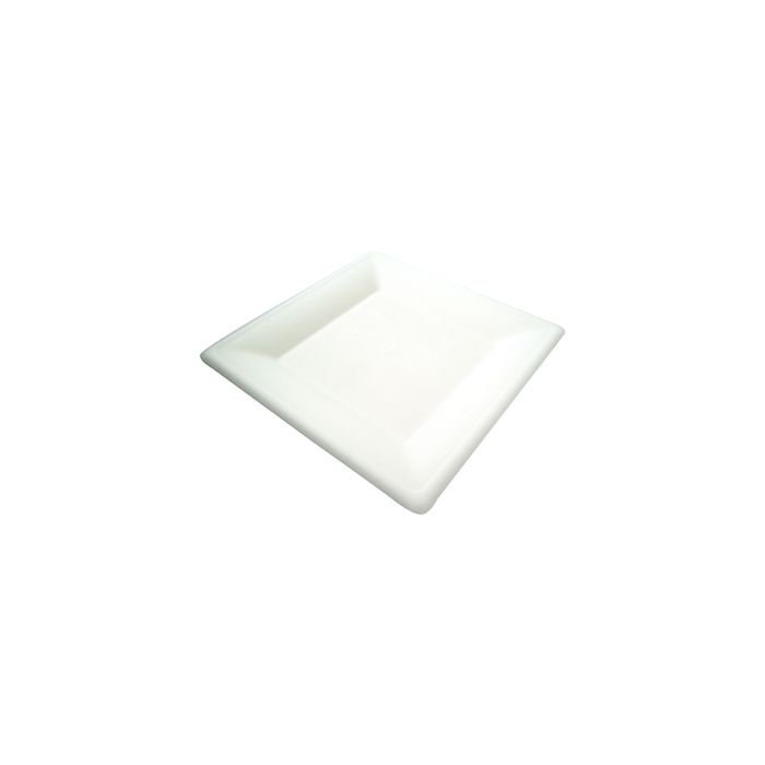Compostable Bagasse 6" White Square Plate - Pack of 50