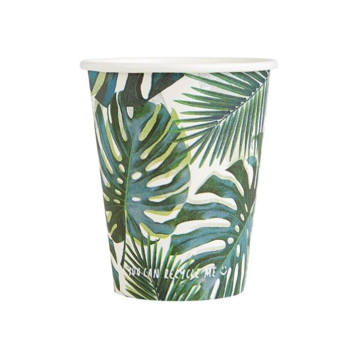 Tropical Palm Leaf Recyclable Paper Cups-pack of 8