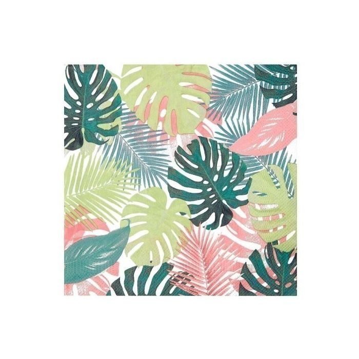 Pastel Tropical Palm Leaf Recyclable Paper Napkins-set of 20