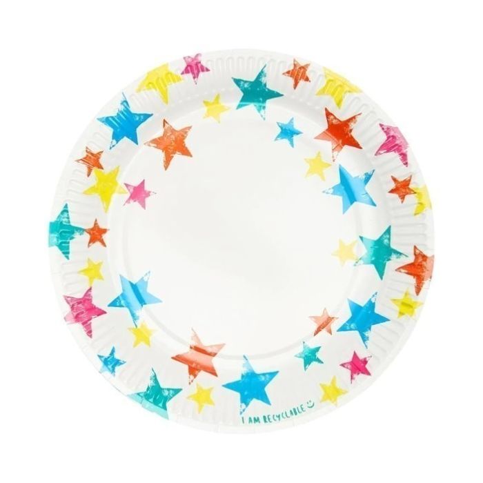 Rainbow Star Dinner Recyclable 12 Paper Plates