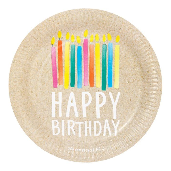 Happy Birthday Recycled Paper Dinner Plates
