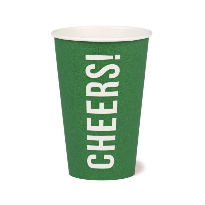 Cheers Recyclable Large Green Paper Cups-pack of 8