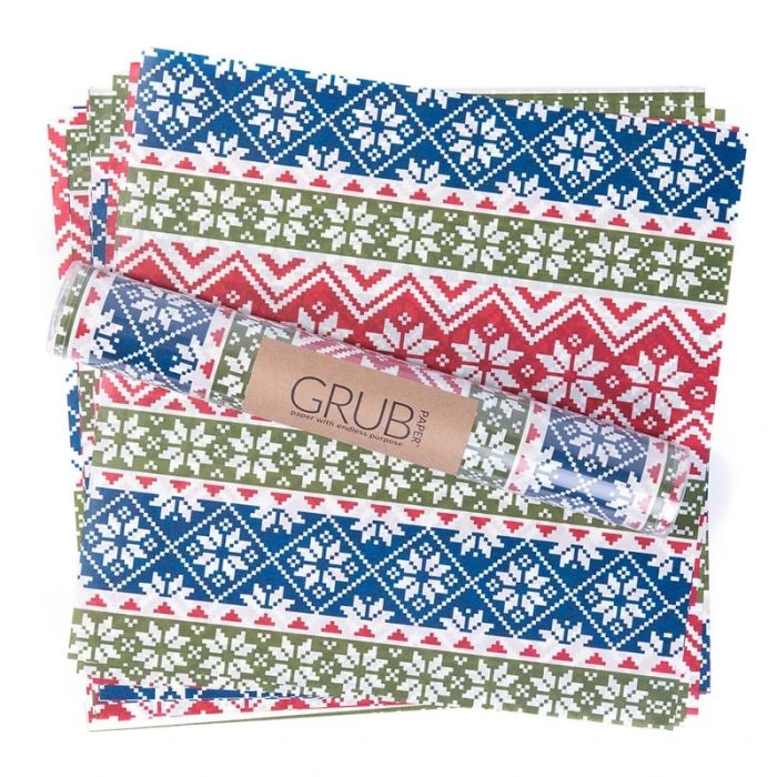 Holiday Sweater Gift Wrap or Grub Paper - Set of 12 sheets