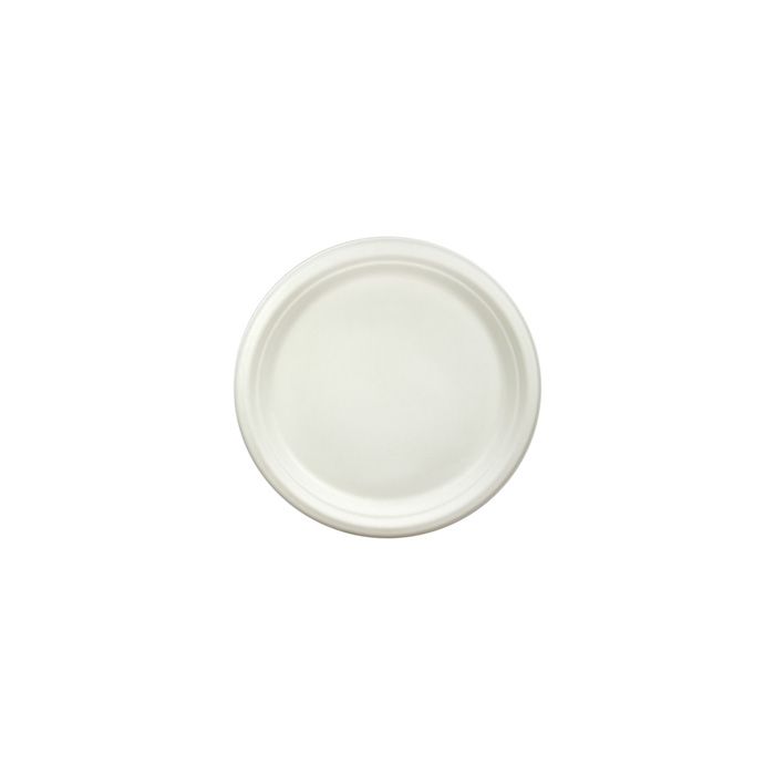 Compostable Bagasse 10" White Round Plate - Pack of 50