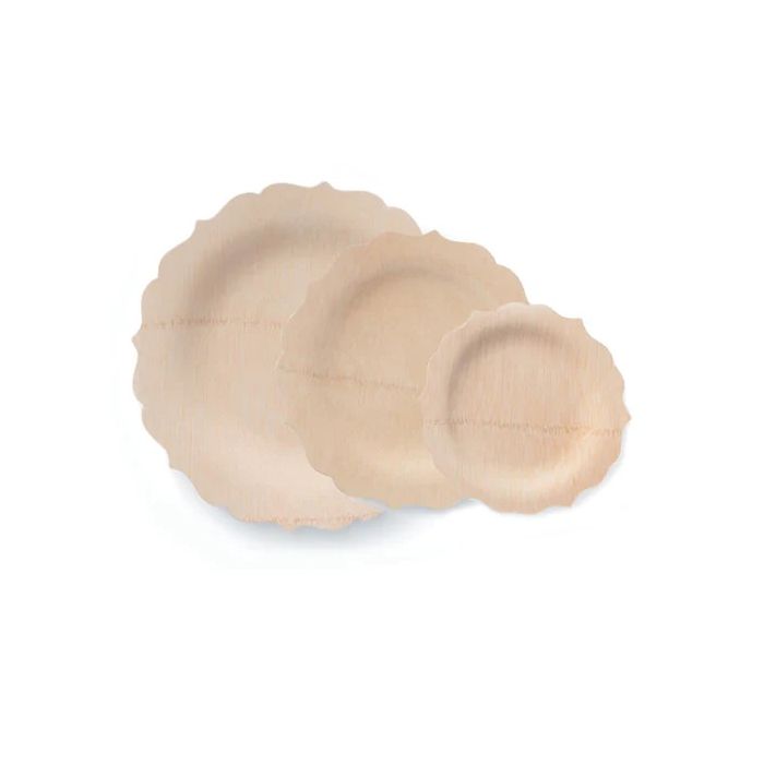 Bamboo Veneerware Fancy Round Plates-Set of 25 per package