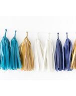 Indigo Tissue Paper Tassel Garland-6' long