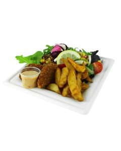 Compostable Bagasse 10" White Square Plate - Pack of 50