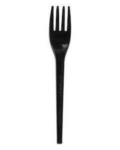 Compostable Black CPLA 6.5 inch Fork - Pack of 50