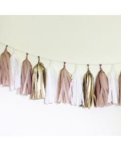 Golden Tissue Paper Tassel Garland - 6' Long