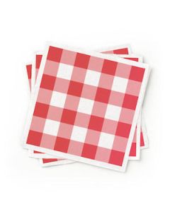 Recycled Red Patterned Cocktail Napkins - Pack of 200