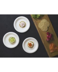 Compostable Bagasse 6" White Round Plate -Pack of 125