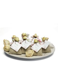 Mini Linen Drawstring Pouch with English Tea Rose Decorative Trim - Set of 12 - as low as $7.98