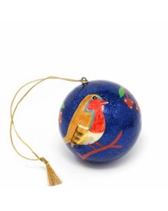 Handpainted Birds on a Branch Ornaments