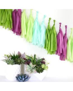 Succulent Tissue Paper Tassel Garland - 6'