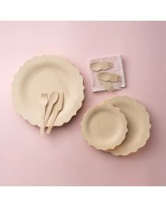 Bamboo Veneerware Fancy Round Plates-Set of 25 per package