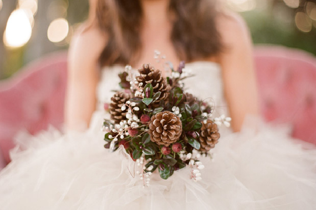 Eco-friendly Winter Wedding Themes from Ecopartytime - Festive Pinecone Bouquet